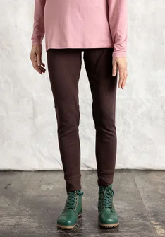 Trikåleggings i ekologisk bomullsrib - mullbär