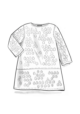 Vävd tunika ”Vendela” i ekologisk bomull - krappröd/mönstrad