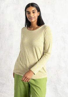 Trikåtop "Tina" i lyocell/elastan - natur/mönstrad