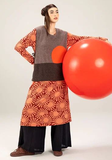 Mönstrad trikåklänning "Taiyoko" i lyocell/elastan - rooibos