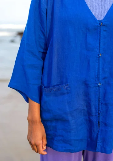 Vävd jacka i lin - kleinblå