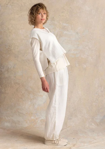 Stickad väst i ekologisk/återvunnen bomull - ofärgad