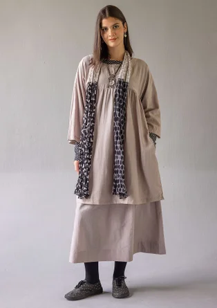 Vävd kjol "Paris" i ekologisk bomull/siden - duvgrå