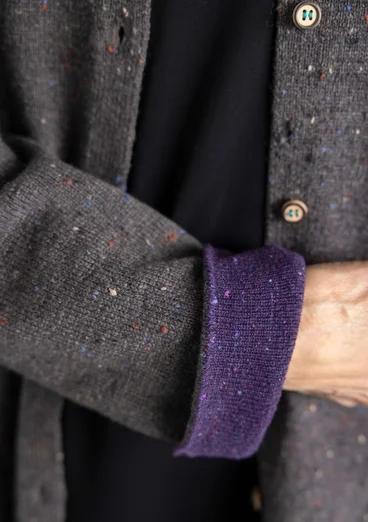 Långkofta i lammullsmix - askgrå/melange