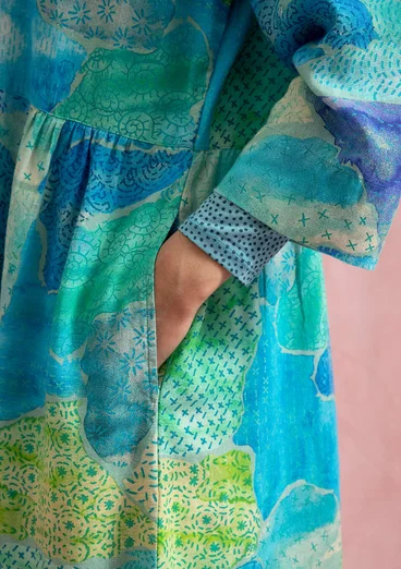 Vävd klänning "Supernova" i lyocell/lin - ljus indigo