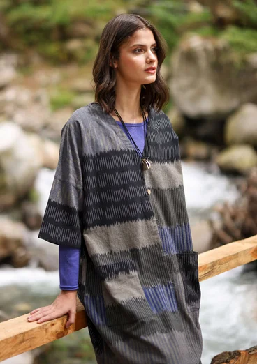 Vävd klänning "Hyderabad" i ekologisk bomull - lera