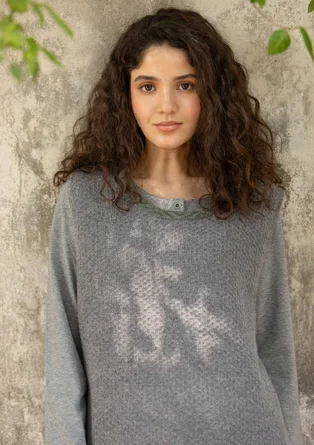 Stickad slipover "Helena" i lammullsmix - grafit/melange