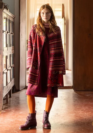 Omlottkofta "Augusta" i ullmix - aubergine