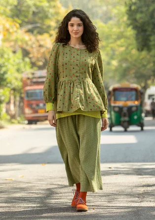 Vävd kjol "Noira" i ekologisk bomull - gräsgrön