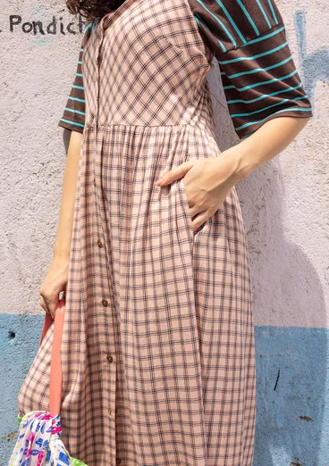 Vävd ärmlös klänning "Juliette" i viskos - ljus persika