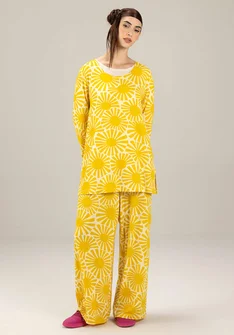 Mönstrad topp "Taiyoko" i lyocell/elastan - gullregn