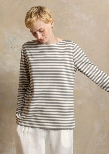 Basrandstop i ekologisk bomull - järngrå/fjäder