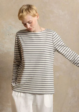 Basrandstop i ekologisk bomull - järngrå/fjäder