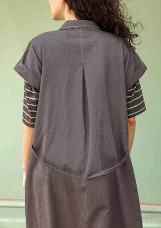 Vävd klänning "Ines" i ekologisk bomull - grafit