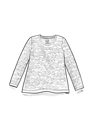 Trikåtop "Mona" i ekologisk bomull/elastan - indigoblå/mönstrad