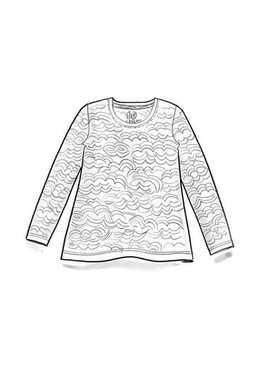 Trikåtop "Mona" i ekologisk bomull/elastan - indigoblå/mönstrad