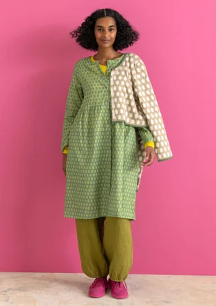 Vävd klänning ”Vendela” i ekologisk bomull - rosmarin/mönstrad