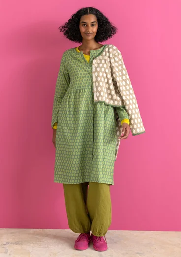 Vävd klänning ”Vendela” i ekologisk bomull - rosmarin/mönstrad