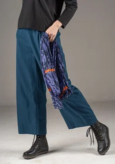 Vävd byxa i ekologisk bomull/lin - stillahavsblå