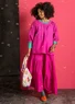 Blus i bomull/siden (cerise XS)