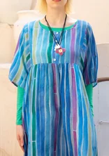 Vävd klänning "Violet" i bomull/siden - lupin