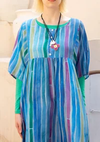 Vävd klänning "Violet" i bomull/siden - lupin