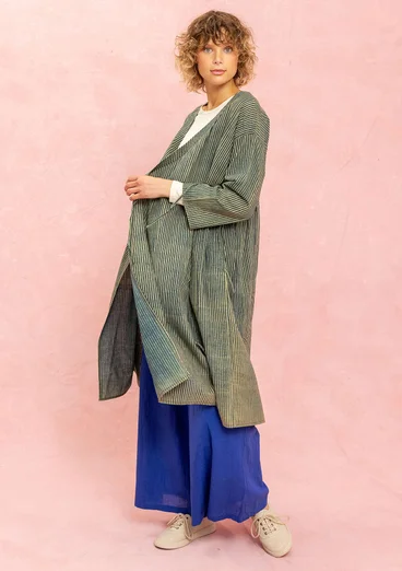 Vävd klänning ”Rose hip” i ekologisk bomull - indigogrön