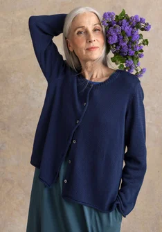 Kofta i återvunnen bomull - mörk indigo