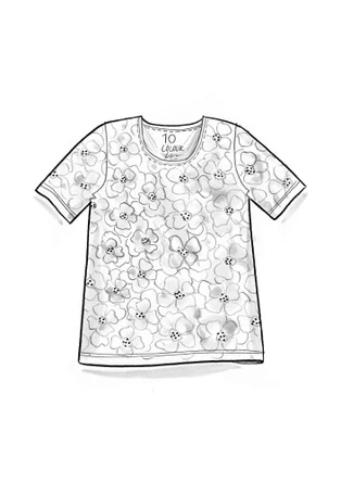 Trikåtop ”Theia” i ekologisk bomull/elastan - ljus puderrosa/mönstrad