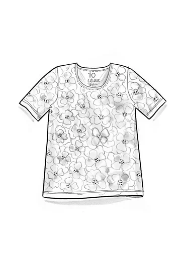 Trikåtop ”Theia” i ekologisk bomull/elastan - ljus puderrosa/mönstrad