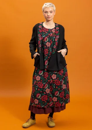 Vävd innejacka "Cleo" i ekologisk bomull - svart