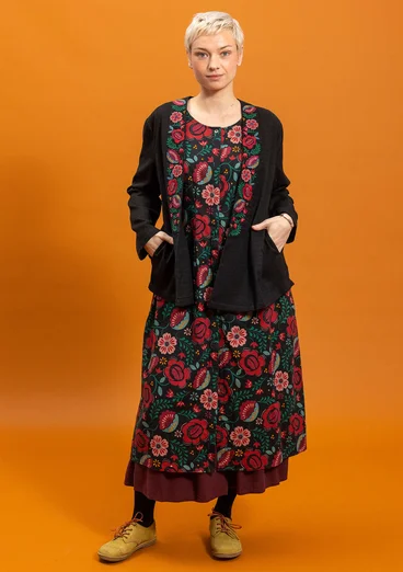 Vävd innejacka "Cleo" i ekologisk bomull - svart