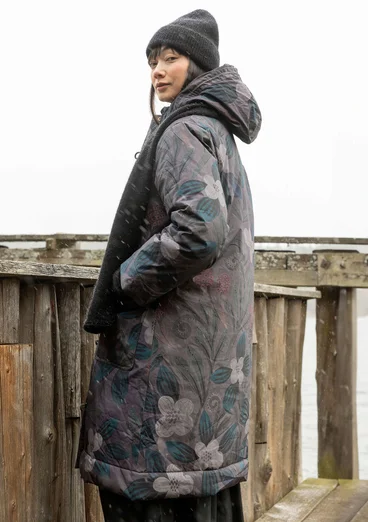 Vävd kviltad kappa "Nova Scotia" i ekologisk bomull - mörk askgrå