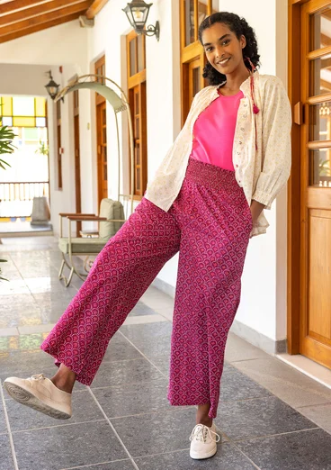 Vävd blus "Neela" i ekologisk bomull - fjäder