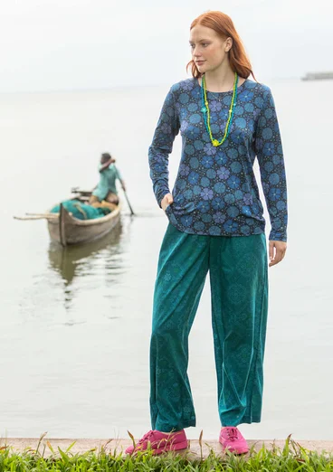 Mönstrade byxor "Poesi" i ekologisk bomull - mörk jaspis