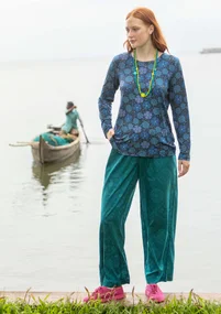 Mönstrade byxor "Poesi" i ekologisk bomull - mörk jaspis