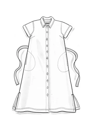 Vävd klänning "Ines" i ekologisk bomull - mörk indigo