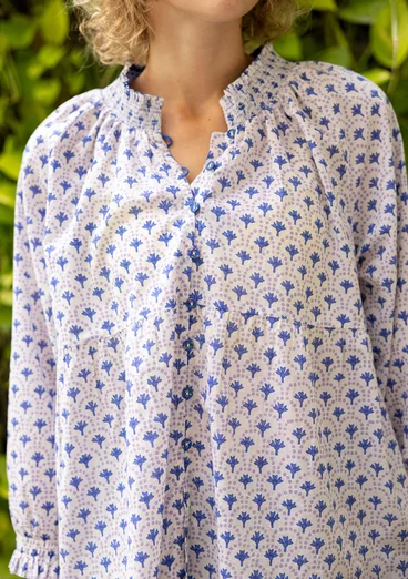 Vävd blus "Neela" i ekologisk bomull - briljantblå