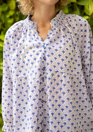 Vävd blus "Neela" i ekologisk bomull - briljantblå