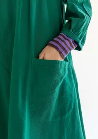 Vävd klänning "Benedita" i ekologisk bomull - ljus buteljgrön