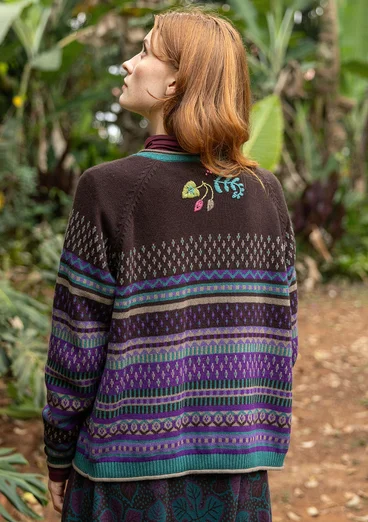 Kofta "Louise" i ullmix - mörk choklad