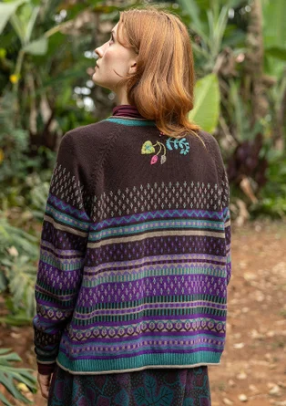 Kofta "Louise" i ullmix - mörk choklad