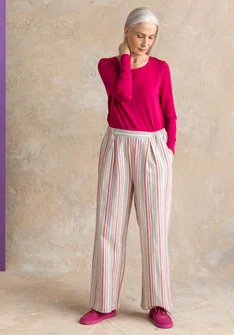 Vävd byxa ”Esme” i bomull/lin - flerfärgad/randig