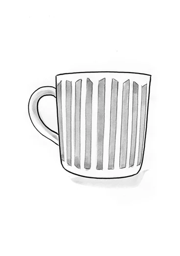 Mugg "Joy" i keramik - svart/rand