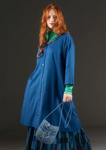 Vävd klänning "Kelly" i ekologisk bomull - indigoblå