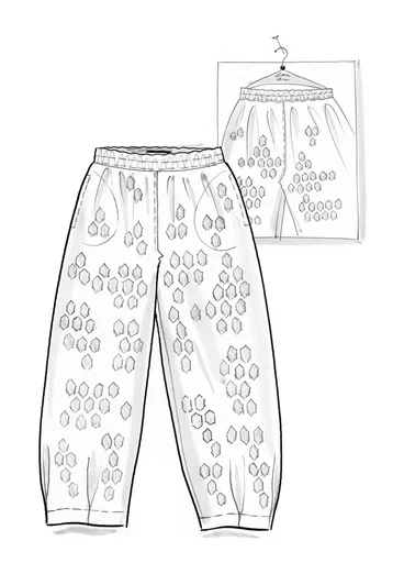 Vävd byxa ”Vendela” i ekologisk bomull - svart/mönstrad