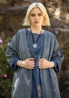 Vävd kimono ”Willow” i ekologisk bomull - indigo