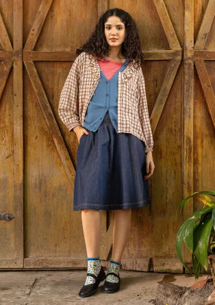 Kofta "Pauline" i ekologisk/återvunnen bomull - indigo