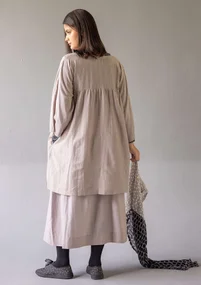 Vävd klänning "Marie" i ekologisk bomull/siden - duvgrå