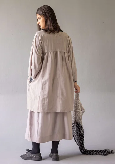 Vävd klänning "Marie" i ekologisk bomull/siden - duvgrå